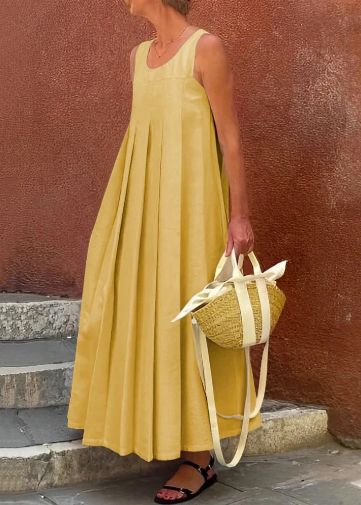 CM | sencillo vestido largo color albaricoque de firme BauMW | rollo con pliegues