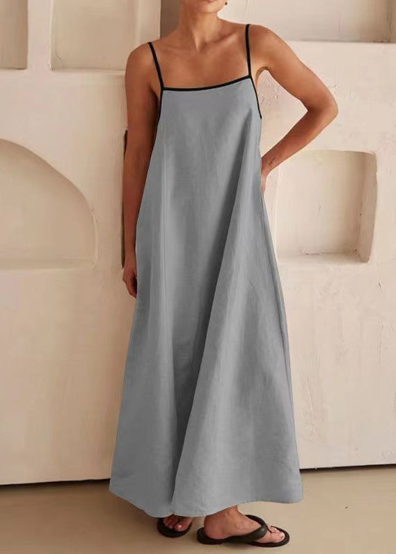 CM | Tirantes Sencillos Espagueti Vestido Largo Blanco Patchwork
