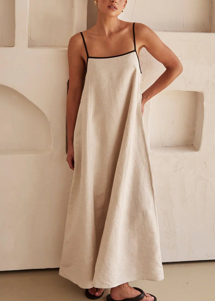 CM | Tirantes Sencillos Espagueti Vestido Largo Blanco Patchwork