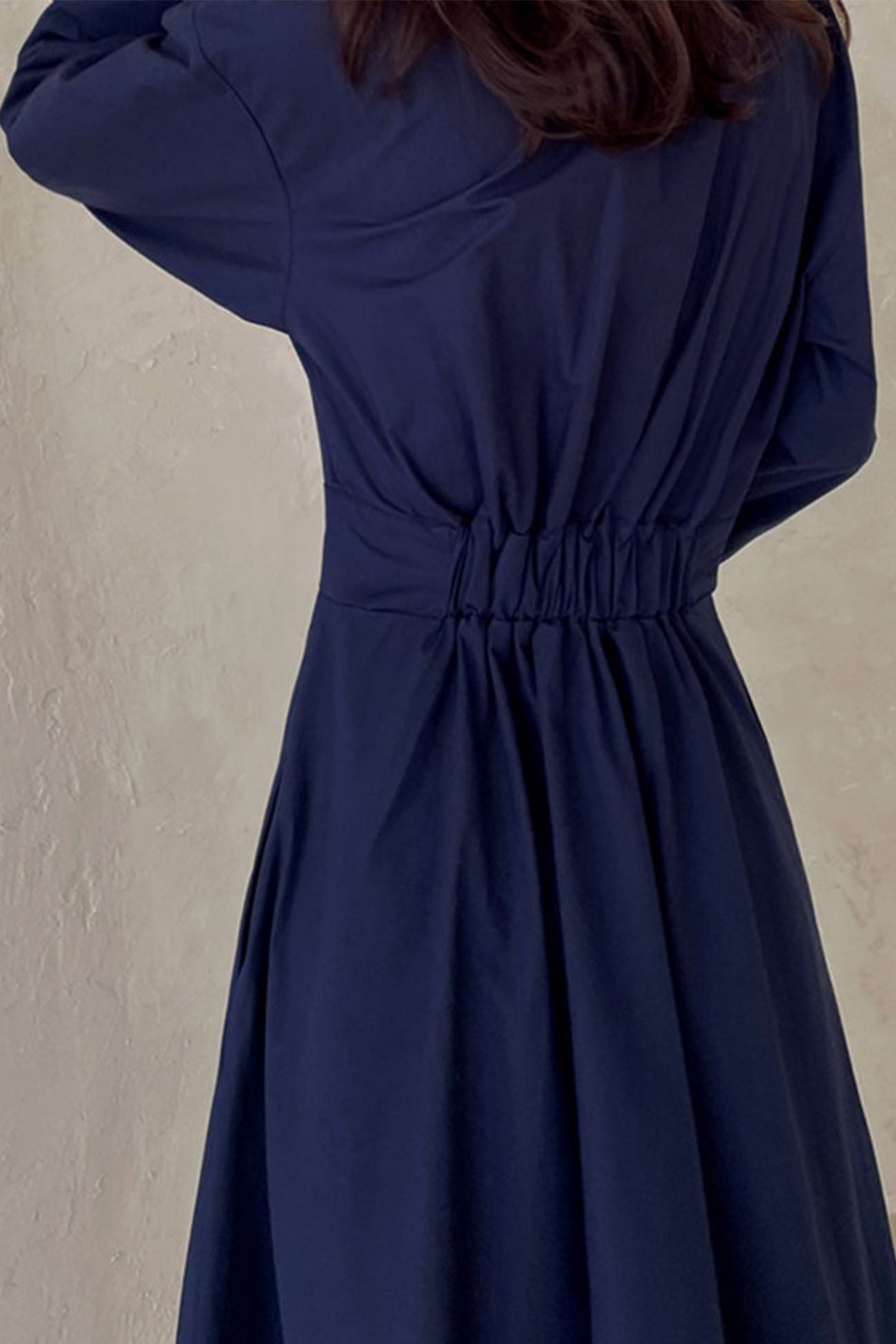 CM | Vestido midi camisero de manga larga A en algodón