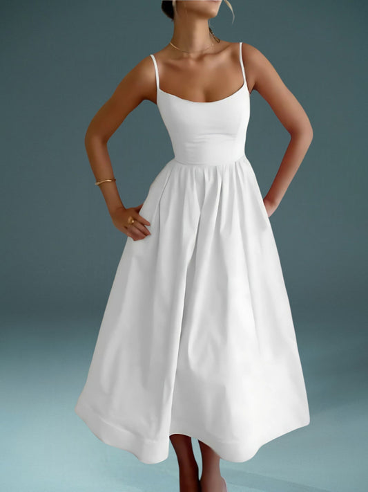 CM | Vestido midi de verano sin mangas y tirantes espagueti