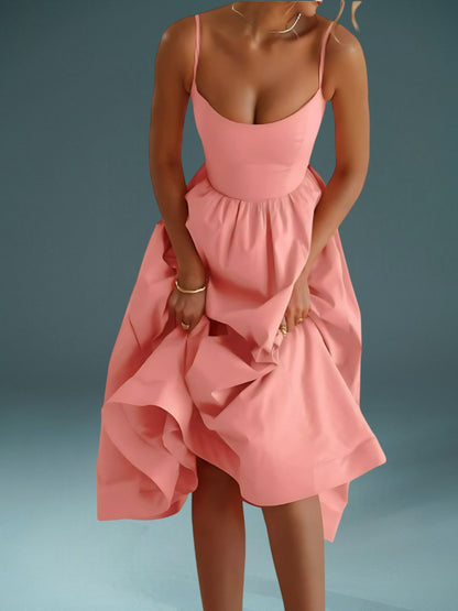 CM | Vestido midi de verano sin mangas y tirantes espagueti