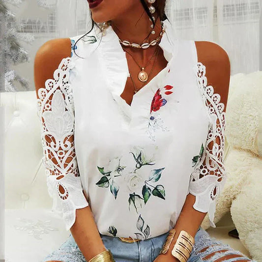 CM | Blusa con estampado floral y escote en V
