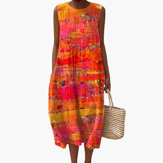 CM | Vestido midi de mujer sin mangas con bolsillos para el verano