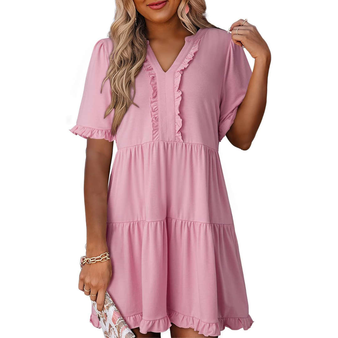 CM | Minivestido casual con cuello en V