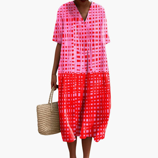 CM | Vestido midi de manga corta con escote en V