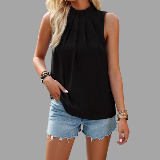 CM | Blusa plisada con cuello halterneck