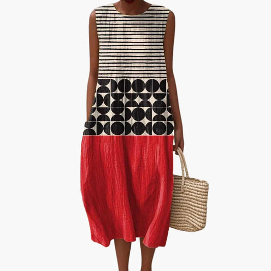 CM | Vestido midi de mujer sin mangas con bolsillos para el verano