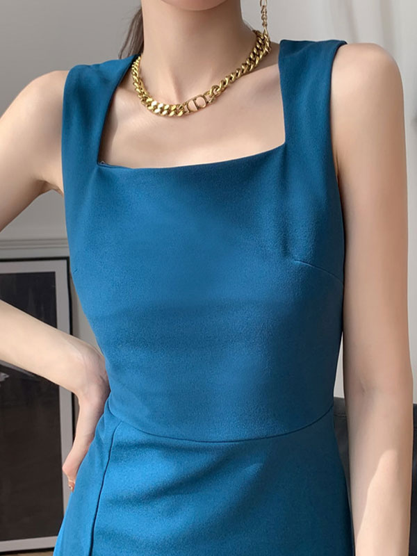 CM | Vestido midi vintage con tirantes partidos