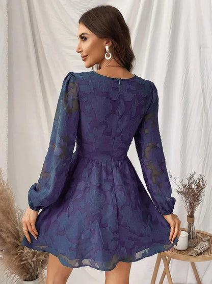 CM | 2024 Sexy mini vestido boho verde de manga larga y escote en A
