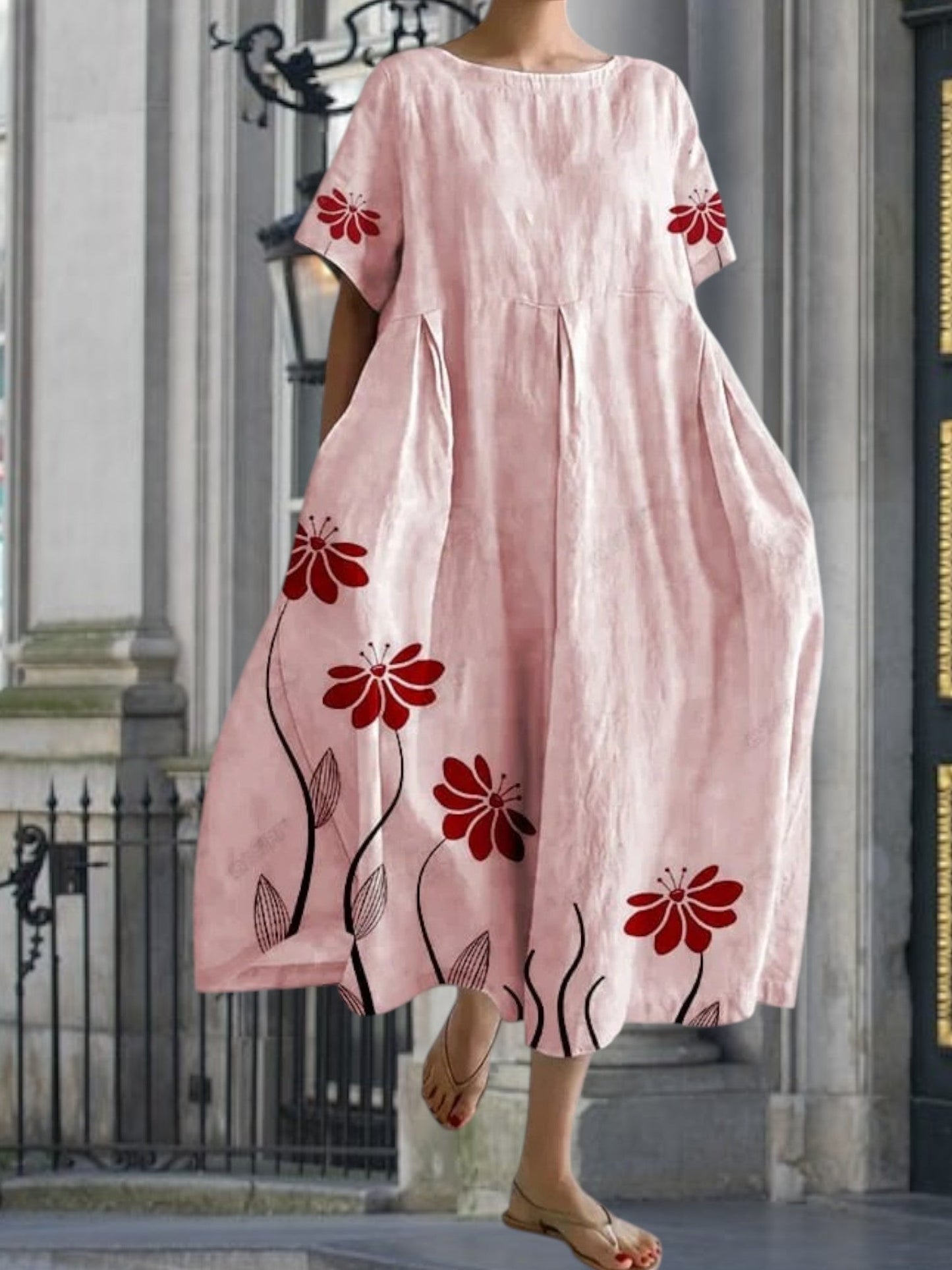 CM | Elegante vestido largo floral en material suave para el verano