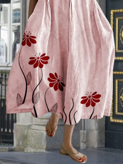 CM | Elegante vestido largo floral en material suave para el verano