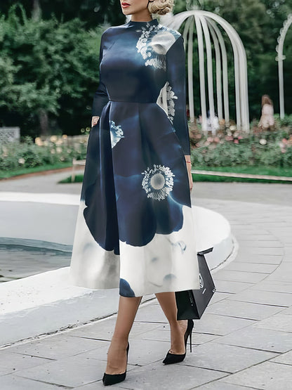 CM | Vestido midi estampado de manga larga