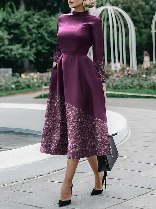 CM | Vestido midi estampado de manga larga