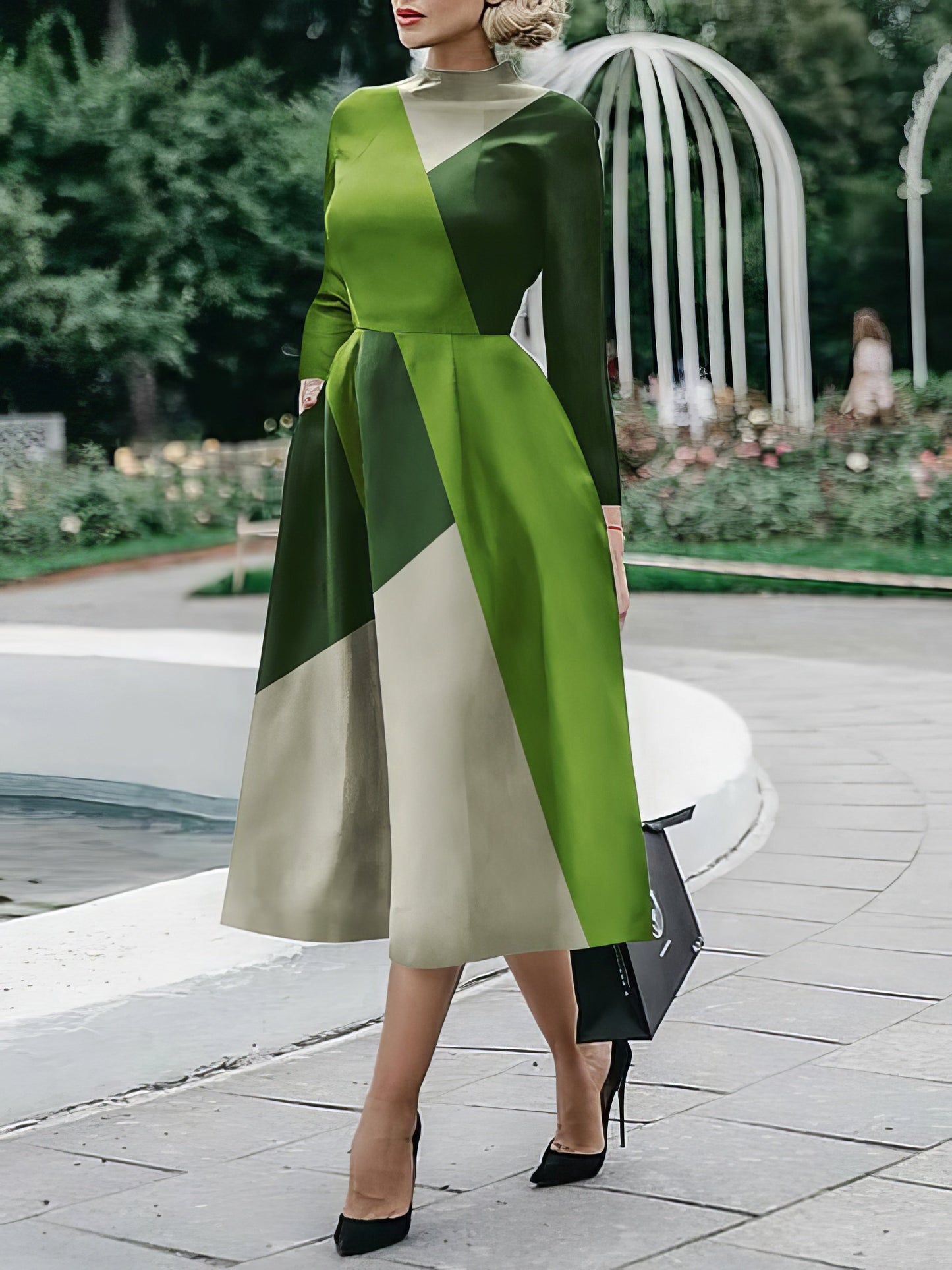 CM | Vestido midi estampado de manga larga