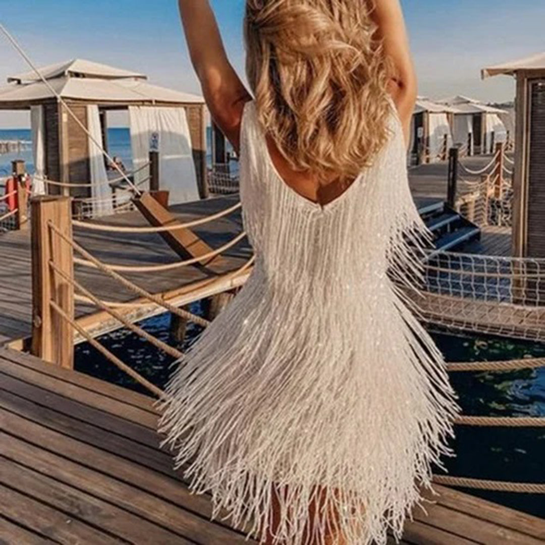 CM | Mini vestido de borlas Ideal para fiestas