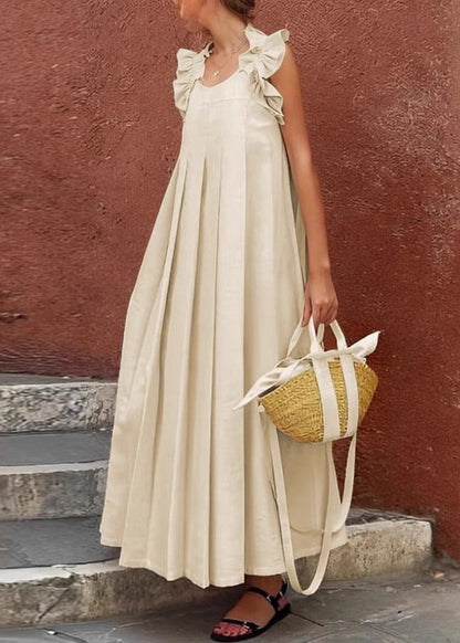 CM | Vestido largo fruncido color albaricoque de BauMW |olle para mujer