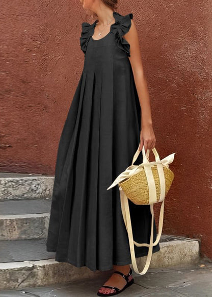 CM | Vestido largo fruncido color albaricoque de BauMW |olle para mujer