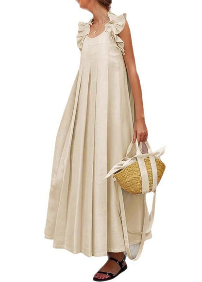 CM | Vestido largo fruncido color albaricoque de BauMW |olle para mujer