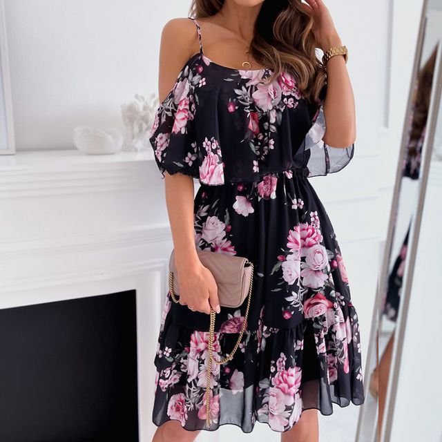 CM | Mini vestido línea A con hombros fríos YS10024
