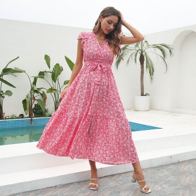 CM | Vestido midi con escote en V y mangas largas FR1027