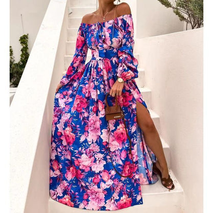 CM | Vestido midi con estampado floral en línea A YS10018