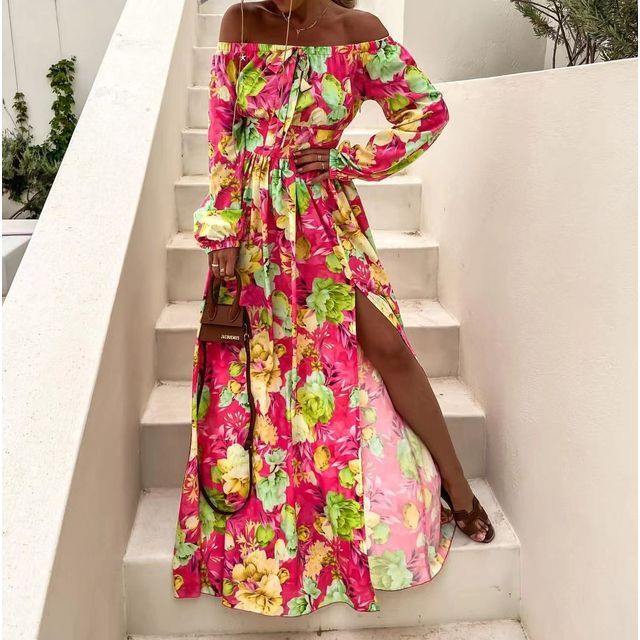 CM | Vestido midi con estampado floral en línea A YS10018