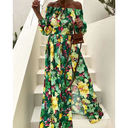 CM | Vestido midi con estampado floral en línea A YS10018