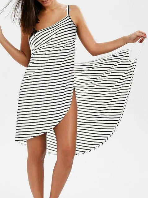 CM | Vestido Midi sin Espalda, Cuello en V y Espaguetis hasta la Rodilla