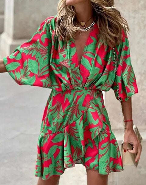 CM | Vestido corto con estampado fluido