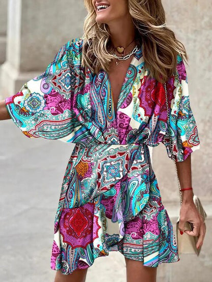 CM | Vestido corto con estampado fluido