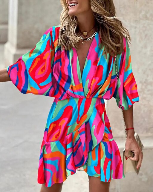 CM | Vestido corto con estampado fluido