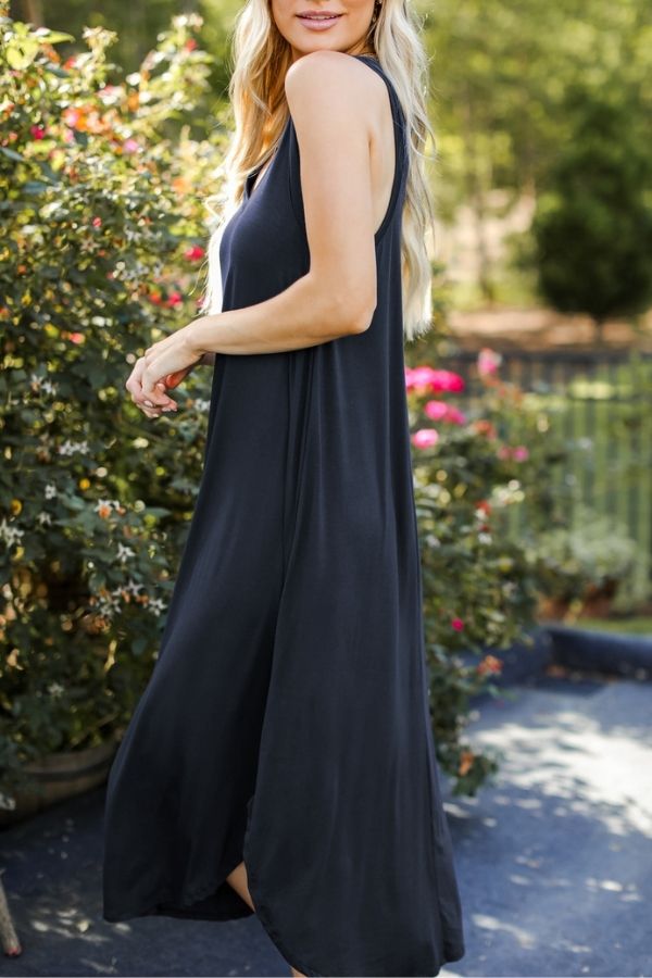 CM | MAXI VESTIDO SIN MANGAS Y ESCOTE EN V