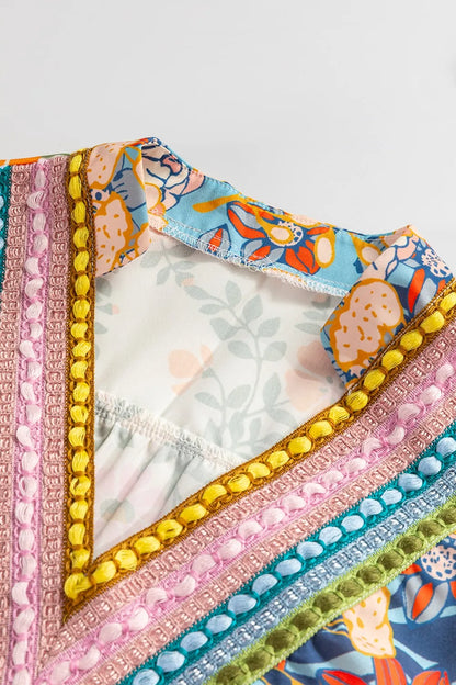 CM | Minivestido estampado con mangas de muesca y volantes