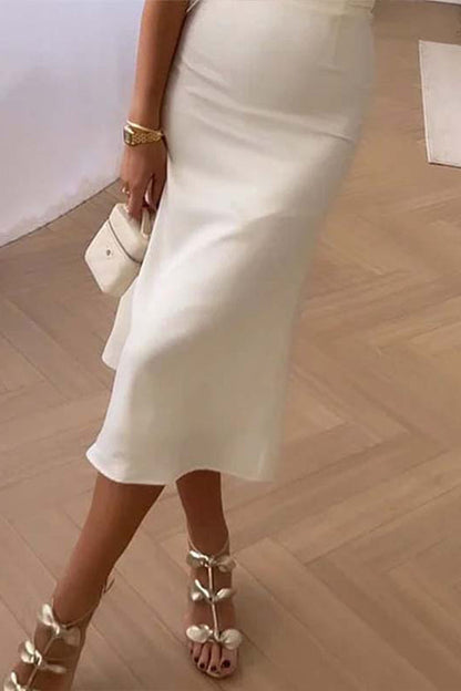 CM | ELEGANTE VESTIDO BANDEAU MONOCOLOR
