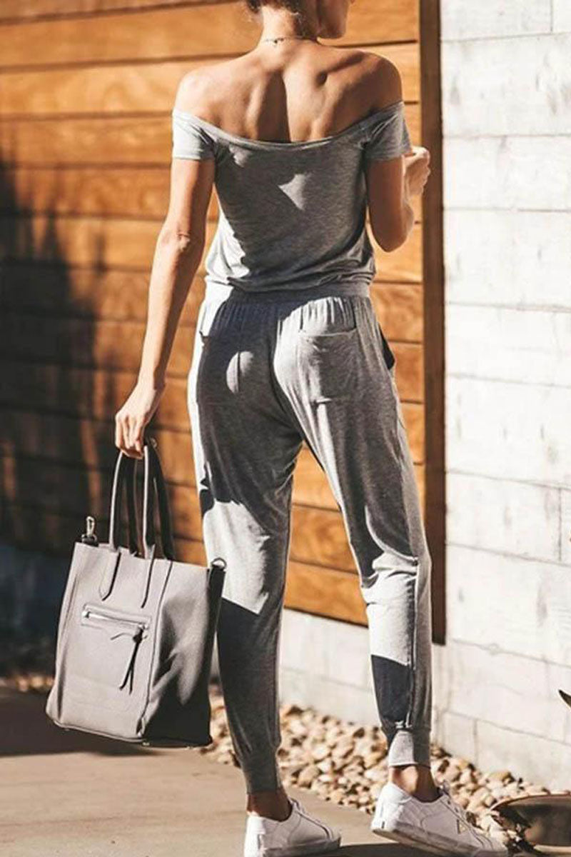 CM | mono de manga corta de color sólido de un hombro ropa casual