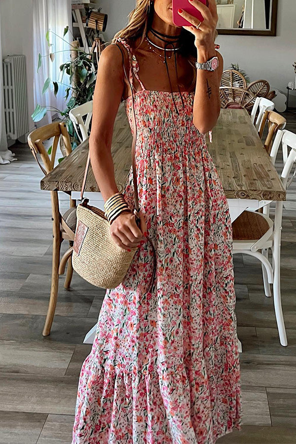 CM | Vestido largo fruncido con volantes