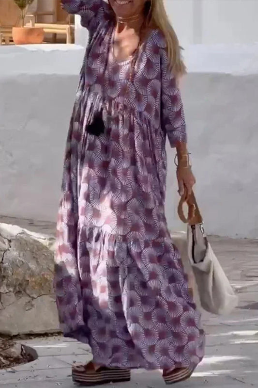 CM | Maxivestidos sueltos con estampado floral, escotados y con media manga