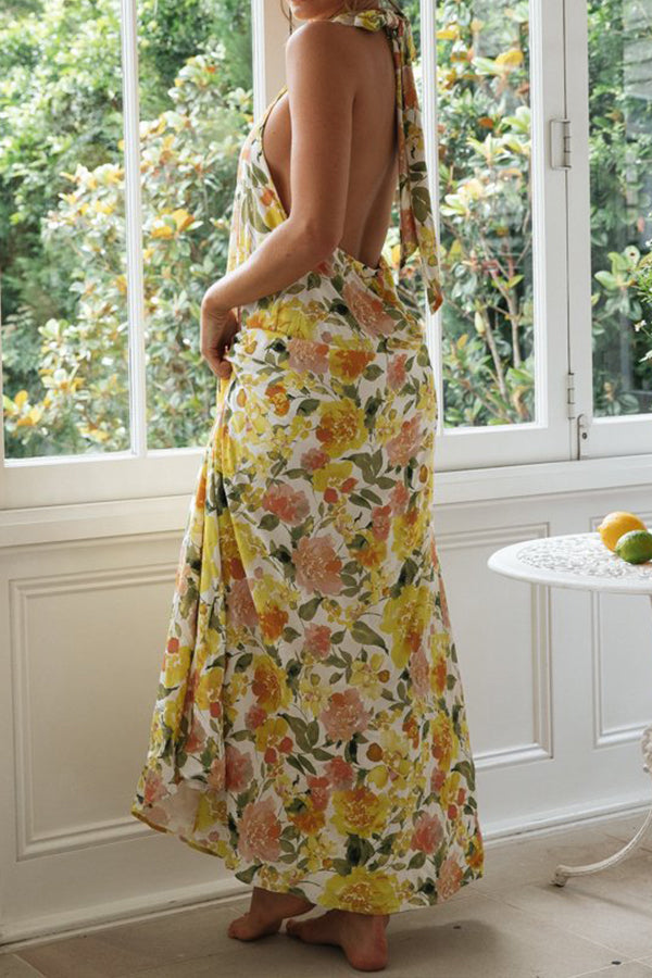 CM | Fashion Vestido largo con escote halterneck y espalda descubierta