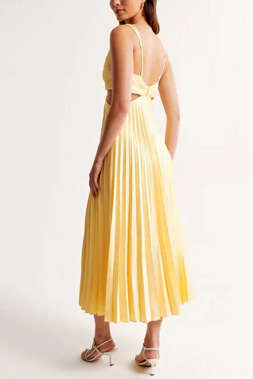 CM | Vestido largo de talle alto y escote en V