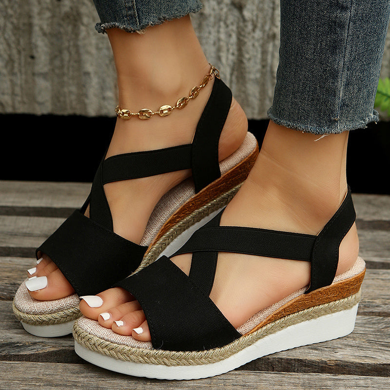 CM | sandalias de cuña correa cruzada plataforma gladiador