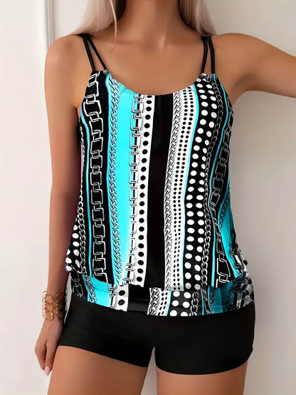 CM | Tankini de rayas con estampado