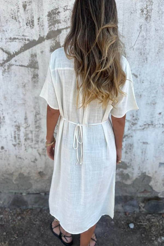 CM | Vestido midi de lino con estampado bohemio