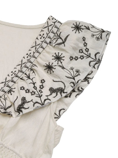 CM | Minivestido fruncido con mangas de volantes
