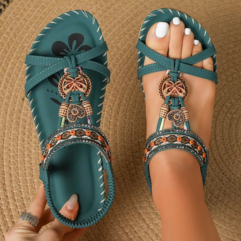 CM | | Elegantes sandalias ortopédicas con motivo de mariposa de strass