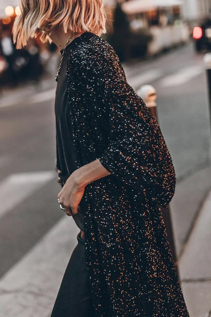 CM | Kimono de lentejuelas con mangas de campana Disco glamour