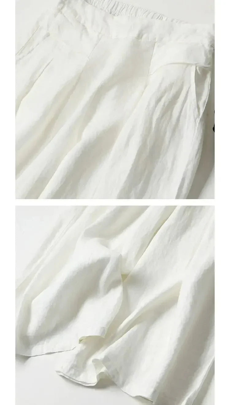 CM | Pantalones anchos de algodón y lino
