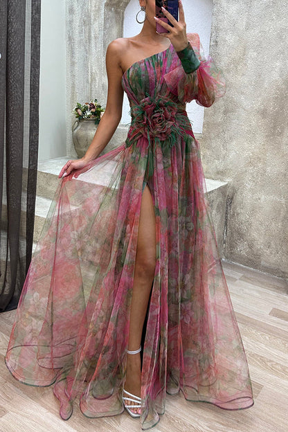 CM | Vestido largo asimétrico de tul