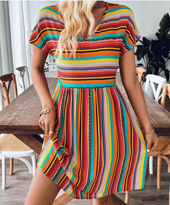 CM | Minivestido boho de rayas chic y fluido