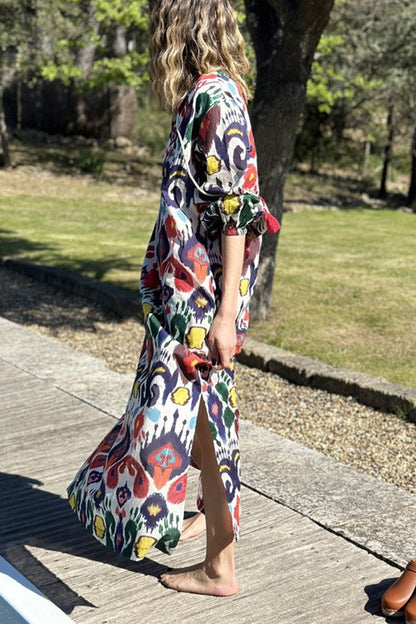 CM | JAYA Maxi vestido con dobladillo suelto y abertura